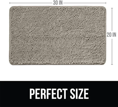 Miniatura 2 de KANGAROO Alfombras de baño, alfombra de baño de chenilla suave y absorbente, tapete de ducha lanudo, alfombra de baño de secado rápido lavable a