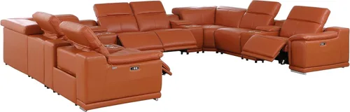 Miniatura 19 de BlackJack Furniture Venice - Juego de sofá reclinable seccional de cuero italiano de grano superior de 12 piezas con 4 reclinables eléctricos