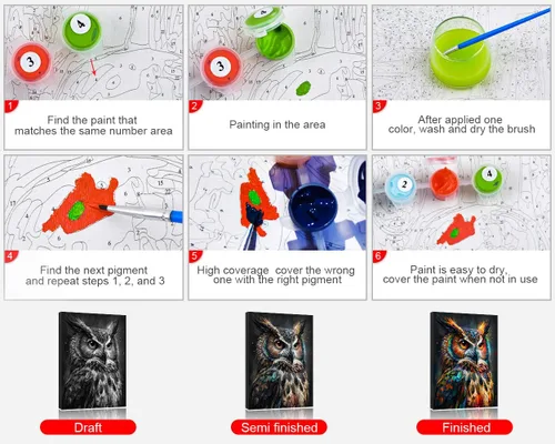 Miniatura 6 de TUMOVO Pintura de flores por números, pintura al óleo abstracción para adultos y niños, pintura por números, plantas por números con pinceles