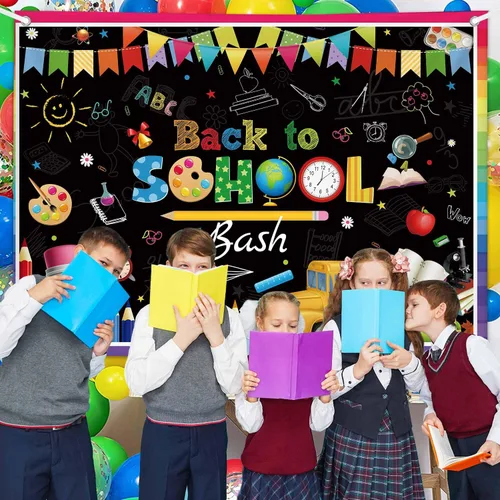Miniatura 4 de AIBIIN Fondo de fiesta de regreso a clases, 7 x 5 pies, primer día de escuela, preescolar, jardín de infantes, decoración de fiesta, pizarra, aula
