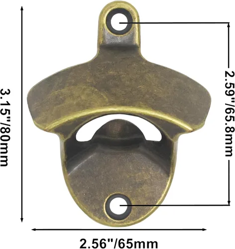Miniatura 6 de Abrebotellas magnético de bronce antiguo para montaje en pared, abridor de tapas de cerveza con tornillos de acero inoxidable retro con imanes