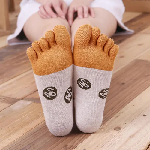 Miniatura 5 de Calcetines de algodón para mujer, calcetines de cinco dedos, coloridos y divertidos, calcetines casuales para mujer