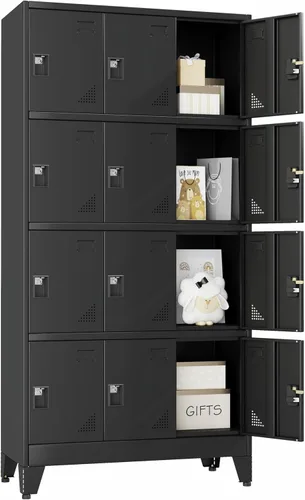 Miniatura 18 de PAOFIN - Armario de almacenamiento de casillero de metal de 24.4" de alto con 1 puerta, despensa con estantes, armario de almacenamiento con pie