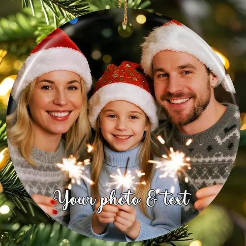 Miniatura 20 de Adornos de Navidad personalizados 2025, adorno de Navidad personalizado de doble cara, adorno de foto para árbol de Navidad para niños, mamá, papá