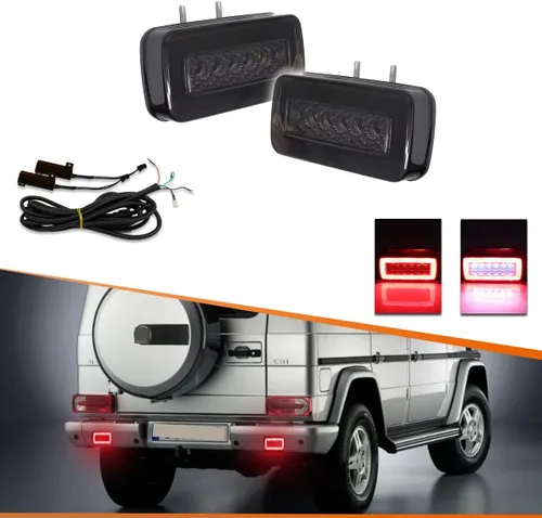Miniatura 11 de ADIIL Kit de 2 luces LED 3 en 1 con lente roja de respaldo, reversa y antiniebla para Mercedes Benz W463 Clase G 1986-2018, G500, G550, G55, G63 AMG