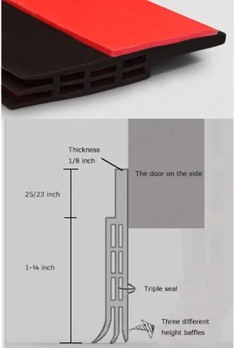 Miniatura 3 de Tapón autoadhesivo para barrido de puerta, color camello, para el hogar, burlete de goma debajo de la puerta para puertas interiores, aislamiento