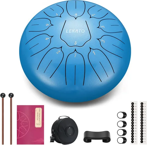 Miniatura 12 de LEKATO Tambor de lluvia para exteriores, tambor de lengüeta de acero de 6 pulgadas, 11 notas, carillón de lluvia de percusión para meditación, yoga