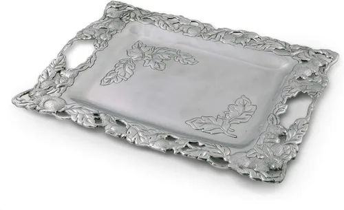 Arthur Court Designs - Bandeja grande de aluminio para servir alimentos, diseño de conejito de Pascua, metal de calidad artesanal, pulido a mano,