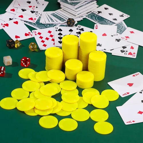 Miniatura 4 de Leitee 500 fichas de póquer de plástico amarillo a granel de 1.5 pulgadas, mini fichas de bingo de 1.5 pulgadas, marcadores de fichas en blanco