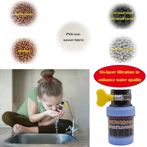 Miniatura 6 de Paquete de 3 filtros de montaje en grifo, purificador de filtración de grifo de cocina con carbón activado, elimina el fluoruro de cloro, metales