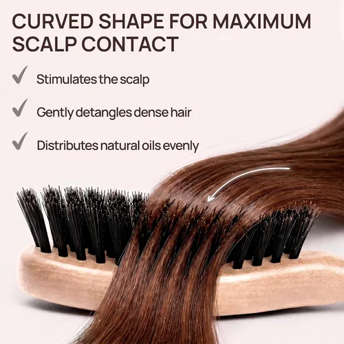 Miniatura 5 de Calcuta Max - Cepillo de cerdas de jabalí extra rígido 100% puro, perfecto para cabello grueso, mango de madera de fresno térmico, cepillo
