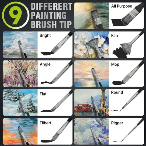 Miniatura 3 de conda - Juego de 24 pinceles de pintura con diferentes formas de mango de madera con estuche de pinceles de arte, pinceles profesionales para óleo