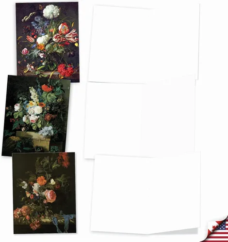 Miniatura 4 de The Best Card Company - 10 tarjetas de notas en caja con flores - Tarjetas de notas florales surtidas en blanco a granel (4 x 5.12 pulgadas)