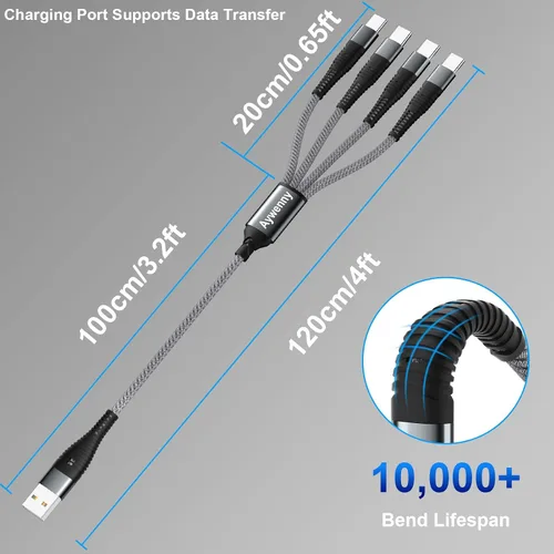 Miniatura 7 de Cable divisor USB tipo C QC3.0 de carga rápida 4 en 1, multiUSB C, cable de sincronización USB tipo C con 4 conectores USB C, para iPhone 15 Pro