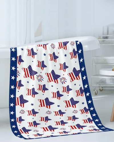 Miniatura 3 de Stars Stripes Flag Bath Towels for Bathroom Set - Luxury Microfiber Towels Gifts for Women,Quick Dry Beach Kitchen Hand Hair Face Yoga Workout Gym