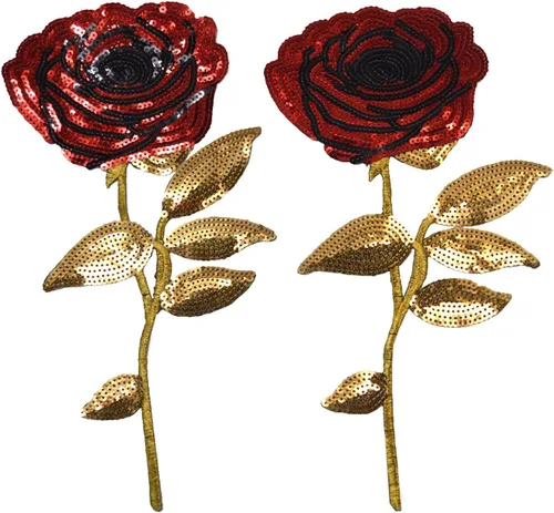 Miniatura 9 de Sun Kea 1 par de lentejuelas alas de ángel motivo DIY bordado hierro en parche apliques decoración rojo