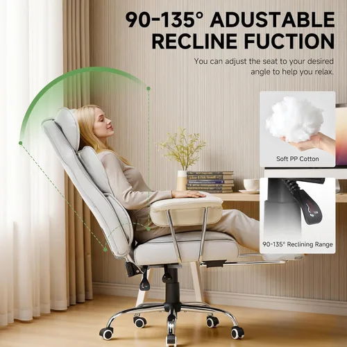 Miniatura 8 de COMHOMA Silla de juegos grande y alta con soporte lumbar de resorte de bolsillo, silla de oficina ergonómica con reposapiés, silla de escritorio