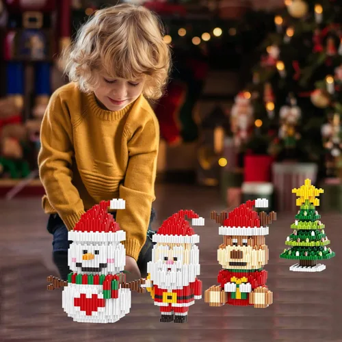 Miniatura 5 de Bloques de construcción de Navidad compatibles con Lego, muñeco de nieve de Navidad, micro bloques apilables, juguetes nuevos, caja de regalo