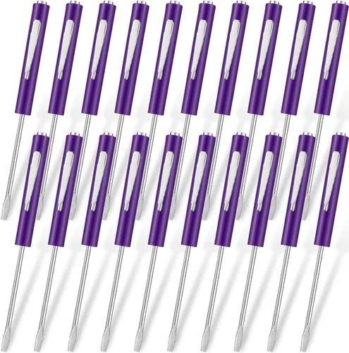 Miniatura 12 de Shimeyao Juego de 20 destornilladores de cabeza plana de bolsillo, pequeños destornilladores magnéticos de bolsillo, mini clips a granel, Verde