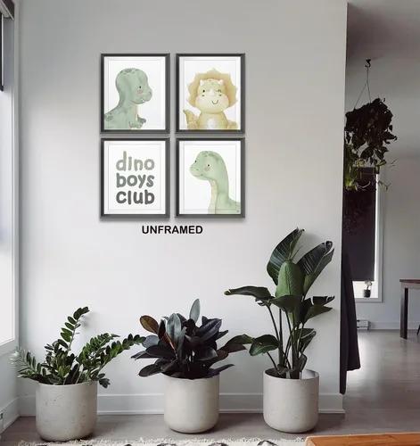 Miniatura 2 de Dino - Póster de acuarela para niños, niños, habitación de niños, habitación de juegos, decoración de habitación de juegos, decoración