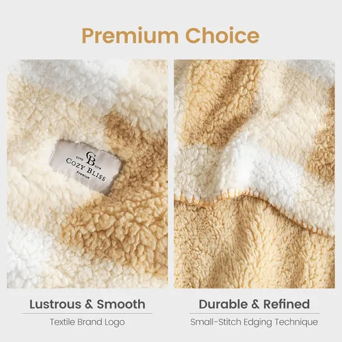 Miniatura 7 de Cozy Bliss Manta Sherpa de lujo para sofá, manta gruesa reversible de cuadros Buffalo de alta calidad, cálida y acogedora manta suave para el hogar