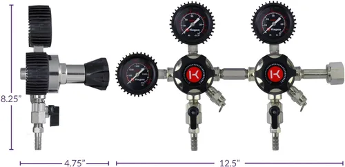 Miniatura 5 de Kegco Regulador de cerveza de barril de CO2 de doble cuerpo serie Elite 3PLHU5DB