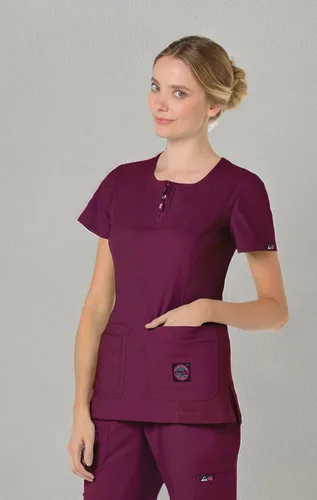 Miniatura 4 de KOI Lite Serenity - Camisa médica con cuello con cremallera de 4 bolsillos para mujer