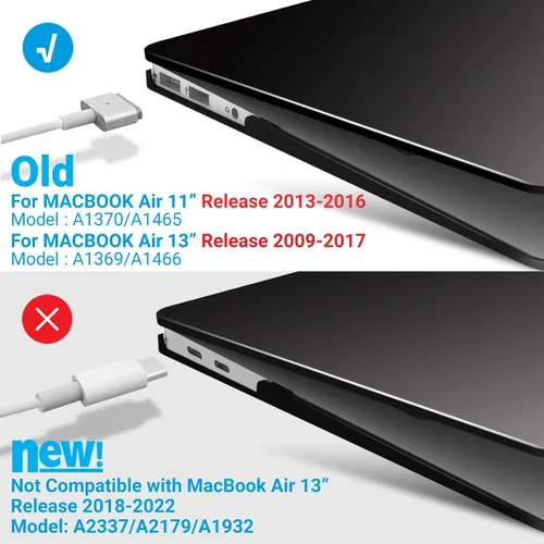 Miniatura 4 de iBenzer Carcasa rígida de plástico con superficie suave 3 en 1 y cubierta para teclado y protector de visualización para MacBook Air, Negro