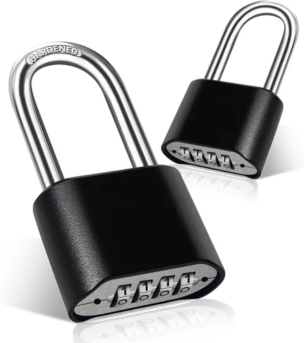 Miniatura 9 de Cadena resistente y cerradura de combinación para exteriores, cerradura de cadena de puerta con código, candado de grillete largo con cadena