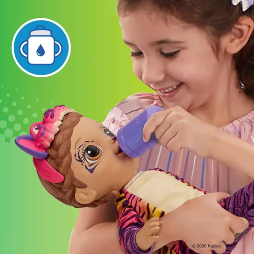 Miniatura 6 de Baby Alive Rainbow Wildcats muñeca de tigre, con accesorios, bebida, pañal, juguete de tigre para niños mayores de 3 años, pelo marrón