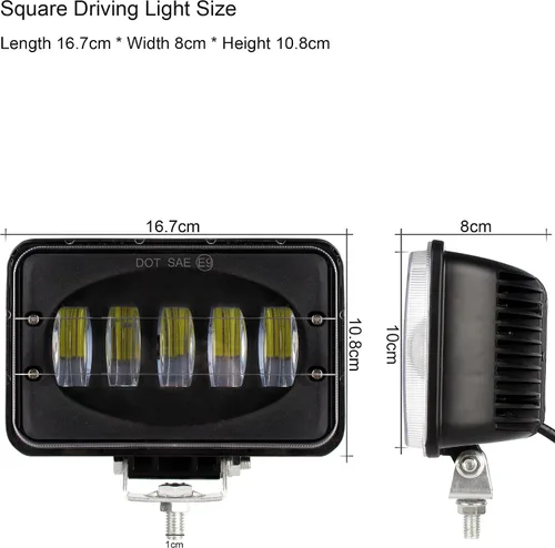 Miniatura 2 de Faros delanteros LED de 4 x 6 pulgadas, cuadrados, 12 V-24 V, blanco, aluminio