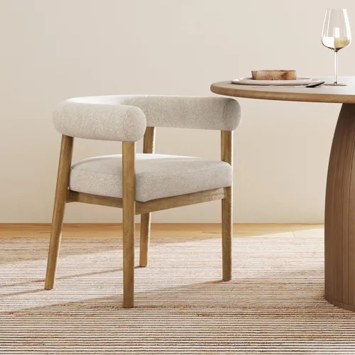 Miniatura 11 de Nathan James Gracie - Silla de comedor moderna, silla de comedor tapizada, lino natural/marrón claro, juego de 4 Lino marrón claro cepillado