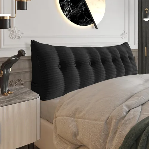 Miniatura 28 de Almohada de cabecera gruesa totalmente rellena individual XL, cabecero acolchado de dormitorio, soporte suave y firme, cojín grande triangular, Azul
