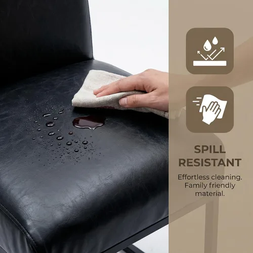 Miniatura 4 de HNY Juego de 2 sillas de cocina modernas, silla de cocina y comedor de cuero PU, silla de comedor tapizada silla auxiliar con marco de metal