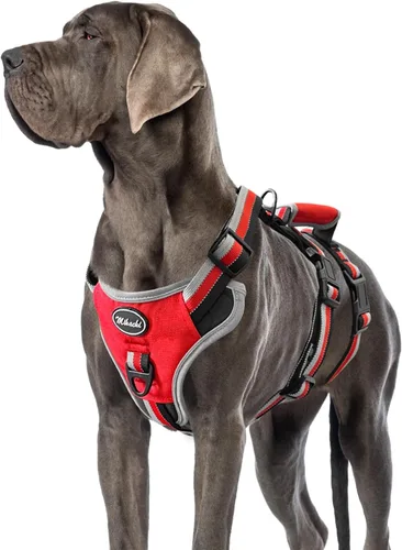 Miniatura 11 de Mihachi Arnés para perro a prueba de escapes, arnés para perro sin tirones con asa, suave acolchado reflectante y ajustable de cuerpo completo