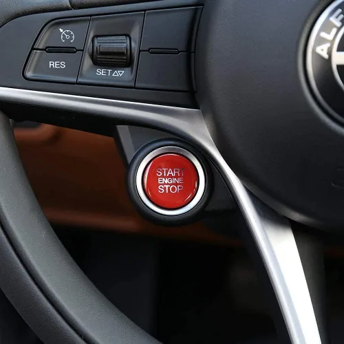 Miniatura 3 de Cubierta de botón de interruptor de arranque de motor de coche ABS 1 pieza para Alfa Romeo Giulia Stelvio 2017 2018 2019 (azul)
