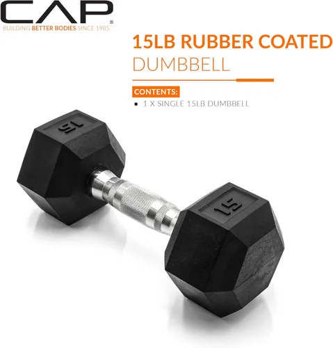 Miniatura 2 de CAP Barbell Peso de la mancuerna hexagonal recubierta, individual, 10-120 libras, múltiples opciones