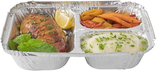 Miniatura 9 de Restaurantware Foil Lux - Recipientes de aluminio para alimentos de 23 onzas, 100 bandejas rectangulares de aluminio, tapas se venden por separado