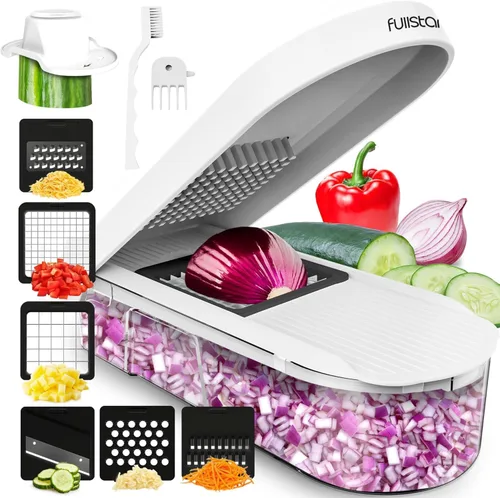 Miniatura 9 de Fullstar - Picadora de verduras, mandolina, rallador de queso, picadora de alimentos con recipiente, utensilios de cocina, artículos esenciales