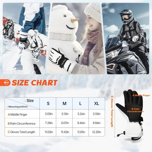 Miniatura 6 de ThxToms Guantes de esquí para hombres y mujeres, guantes de invierno impermeables 3M Thinsulate guantes cálidos unisex para pantalla táctil, guantes