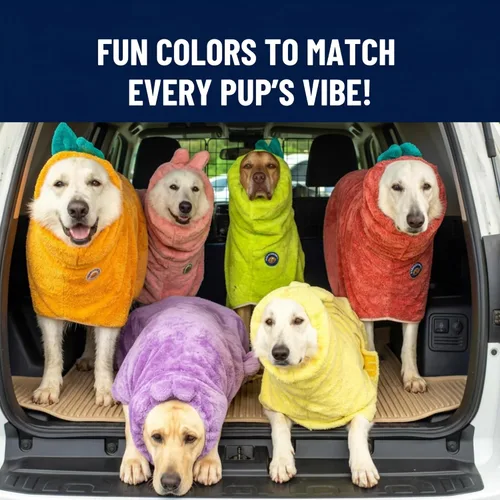 Miniatura 5 de DERPYCHAPPY Bata de Toalla Premium para Perros y Albornoz para Perros para Secar Perros Hecho en Corea Toalla de Baño de Microfibra Súper