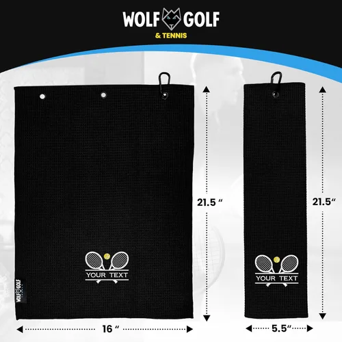 Miniatura 3 de Toalla de tenis personalizada Bordada para hombres y mujeres Accesorio personalizado para cancha Regalos de tenis Negro