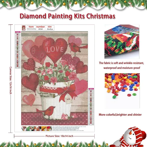 Miniatura 4 de LazyFold Kits de pintura de diamantes, kits de arte de diamantes de corazón 5D para principiantes, kits de arte de diamantes de bricolaje