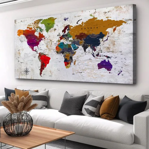 Miniatura 16 de ZEYDRT Lienzo decorativo para pared, mapa de pared, para oficina, sala de estar, decoración del hogar, mapa mundial, lienzo, decoración de pared