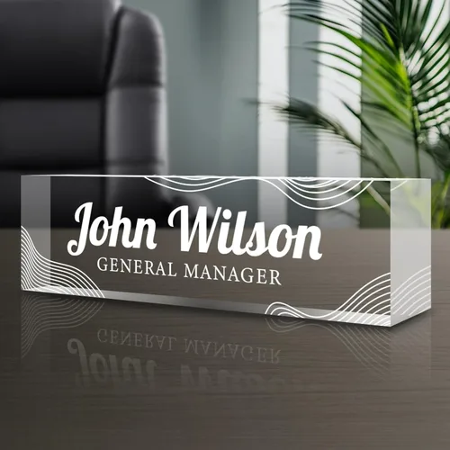 Miniatura 30 de Placa de nombre personalizada para escritorio, placas de nombre grabadas personalizadas para hombre, regalos del día del jefe para jefe, decoración