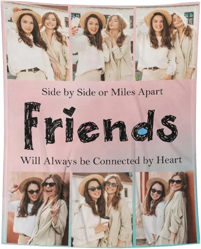 Miniatura 40 de D-Story Manta personalizada con fotos, texto, Manta personalizada con imagen, texto o fotos para mejores amigas, hermanas, regalos para cumpleaños