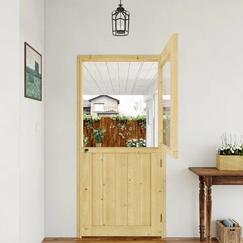 Miniatura 6 de Losa holandesa para puerta interior y exterior, 30 x 80 pulgadas, puertas individuales divididas de vidrio transparente templado universal, puerta