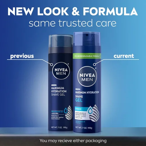 Miniatura 2 de NIVEA MEN Gel de afeitado de máxima hidratación, con aloe vera y provitamina B5, gel de afeitar para hombres, lata de 7 onzas, paquete de 3
