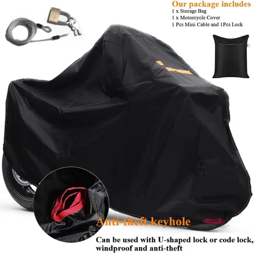 Miniatura 5 de Funda para motocicleta 420D Oxford impermeable para motocicleta, protector para exteriores, con mini cerradura y bolsa de almacenamiento