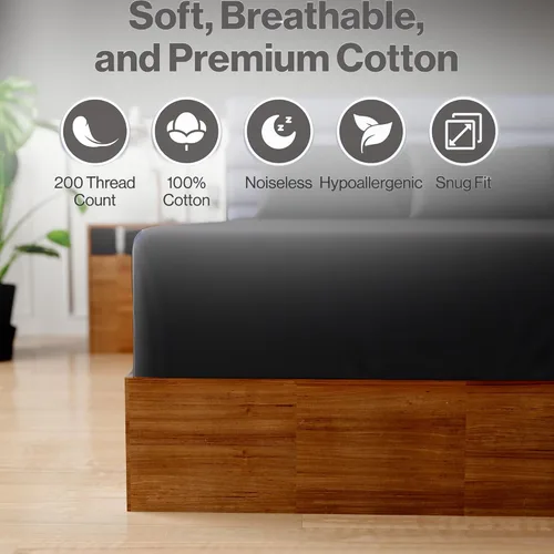 Miniatura 3 de Superity - Sábana bajera ajustable de lujo de calidad hotelera, 100% algodón, ultrasuave, amigable con la piel e hipoalergénica, bolsillo profundo